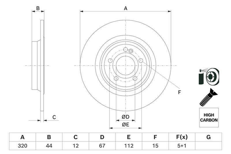BOSCH 0986479F13 FREN DISKI ARKA MERCEDES W177 V177 W247 C118 X118 H247 X247 SPOR TIP
