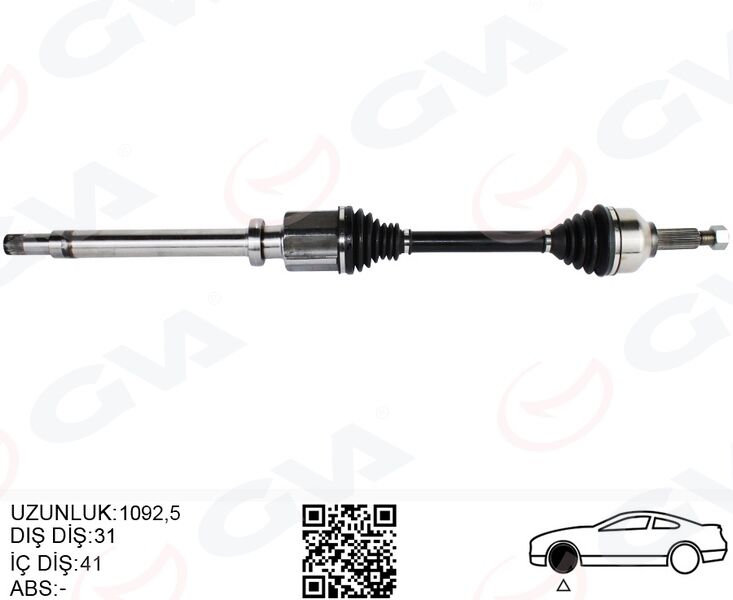 GVA 4435034 AKS KOMPLE SAĞ ÖN FORD CUSTOM 12> 2.2 TDCİ UZUN ŞASE KK213B436BA