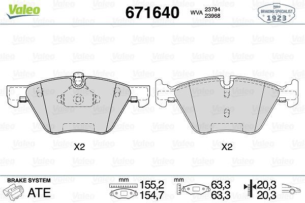 VALEO 671640 FREN BALATASI ON BMW E60 E61 E90 E91 E92 E93 E84 E89