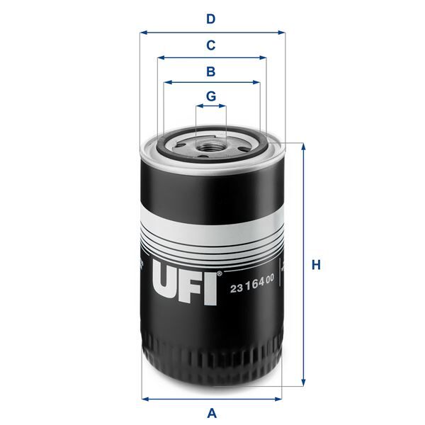 UFI 2316400 YAĞ FİLTRESİ CADDY 95-04 - GOLF 83-99 - JETTA 80-91 - PASSAT 80-96 - POLO 86-99 - LT35 82-96