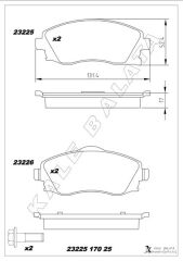 KALE 23225 170 25 ANS KD13 ÖN BALATA COMBO C-CORSA C 1.3-1.7 CDTI 01 > MERIVA 03 > TIGRA 04 > GDB1570