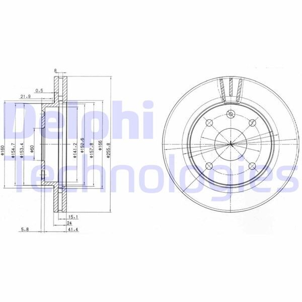 DELPHI BG4003 ÖN FREN AYNASI LACETTI-NUBIRA 1.4 16V-1.6-1.8 05> 255.8x24x4DLxHAVALI