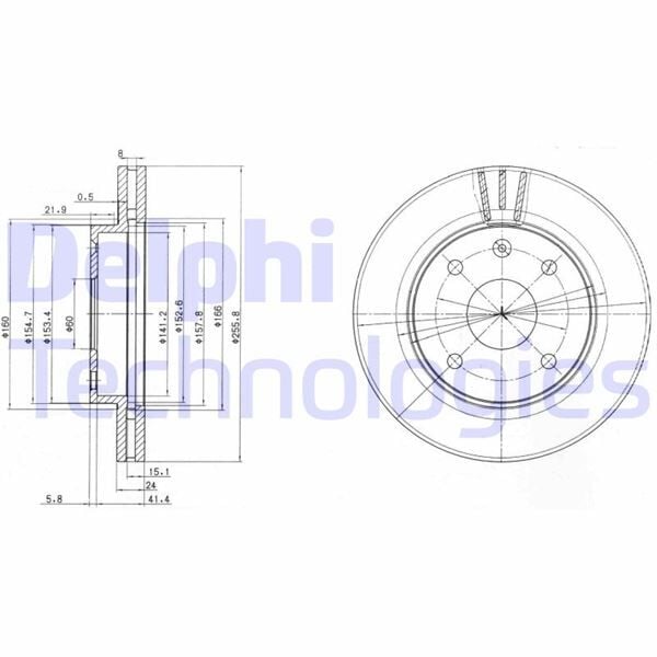 DELPHI BG4003 ÖN FREN AYNASI LACETTI-NUBIRA 1.4 16V-1.6-1.8 05> 255.8x24x4DLxHAVALI