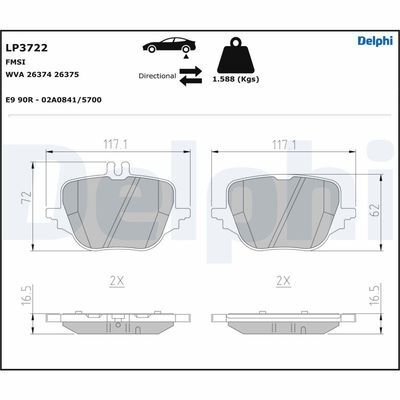 DELPHI LP3722 FREN BALATASI ARKA MERCEDES W206 S206 C254 W223 V223