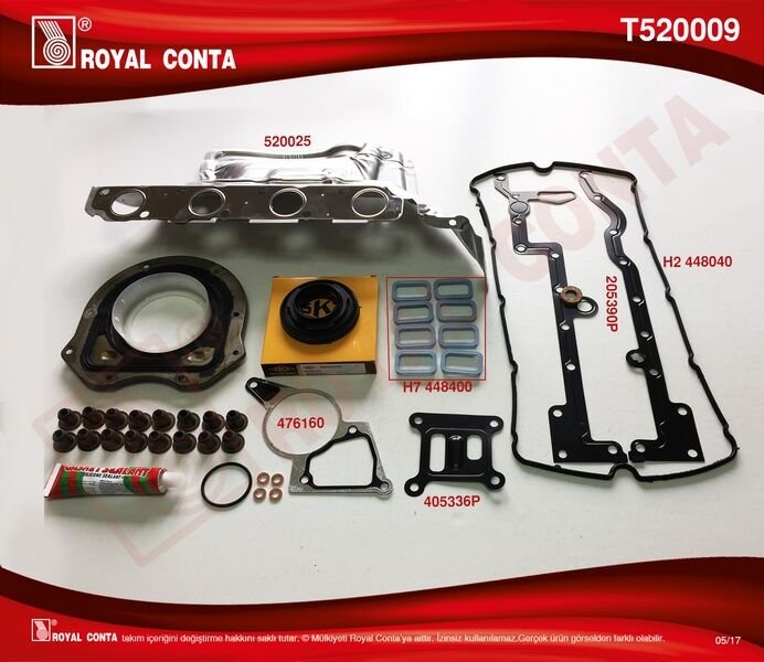 ROYAL T520009 MOTOR TAKIM CONTA SKT KEÇELİ S.LASTİKLİ SKCSİZ TRANSIT V.347 2.2 06> 11 BOXER-JUMPER-DUCATO 2.2HDI 06>