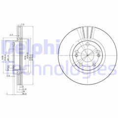 DELPHI BG2697 ÖN FREN AYNASI RENAULT LAGUNA I 96>01 SAFRANE 96> SCENIC I 96> ESPACE III 99>02 1.8 16V-2.0-2.2-2.5 20V-2.5-3.0 280x24x5DELİK HAVALI