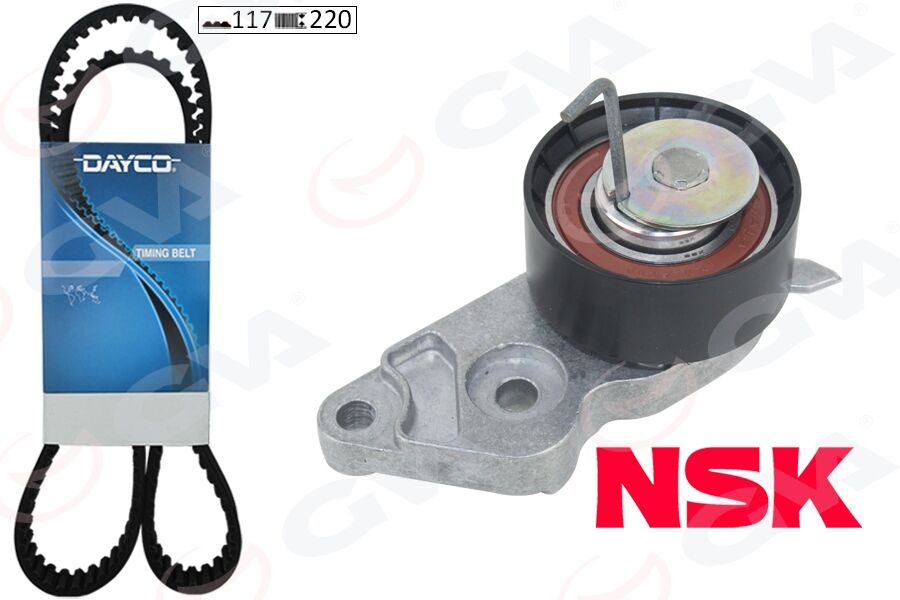 GVA 59T3715 TRİGER SETİ FORD FOCUS-FİESTA-CMAX 98> 1.25-1.4-1.6 ZETEC 100 PS NSK GERGİ-DAYCO KAYIŞ 1.25 96>04 VOLVO S40 II 1.6 05>12 V50 05>12 MAZDA II 1.25 / 1.4 / 1.6 04>12 KTB286