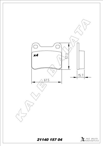 KALE 21140 157 04 ANS KD13 ARKA FREN BALATASI VECTRA A 88-95 ASTRA F 94-98 CALIBRA A 90-97 KADETT E 86-91 VECTRA B 96>