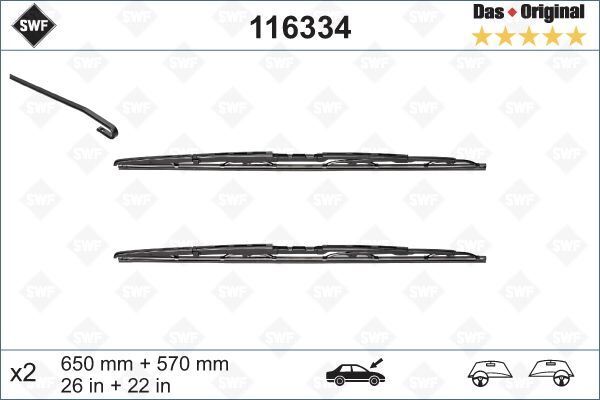 VALEO 116334 SILECEK SUPURGESI TAKIMI 650mm / 570mm BMW E39 SWF