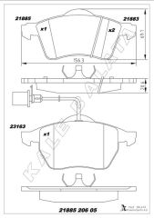 KALE 21885 206 05 ANS KD11 ÖN BALATA TRANSPORTER T4 CARAVELLE 2.5 TDI 90-03