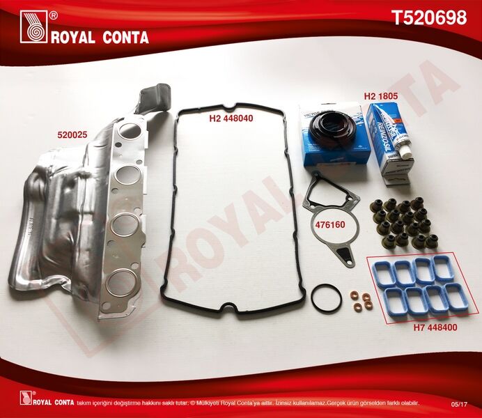 ROYAL T520698 MOTOR ÜST TAKIM CONTA REINZ KEÇELİ S.LASTİKLİ . SKCSİZ TRANSIT V.347 2.2 06> 11 BOXER-JUMPER DUCATO 2.2HDI 06>