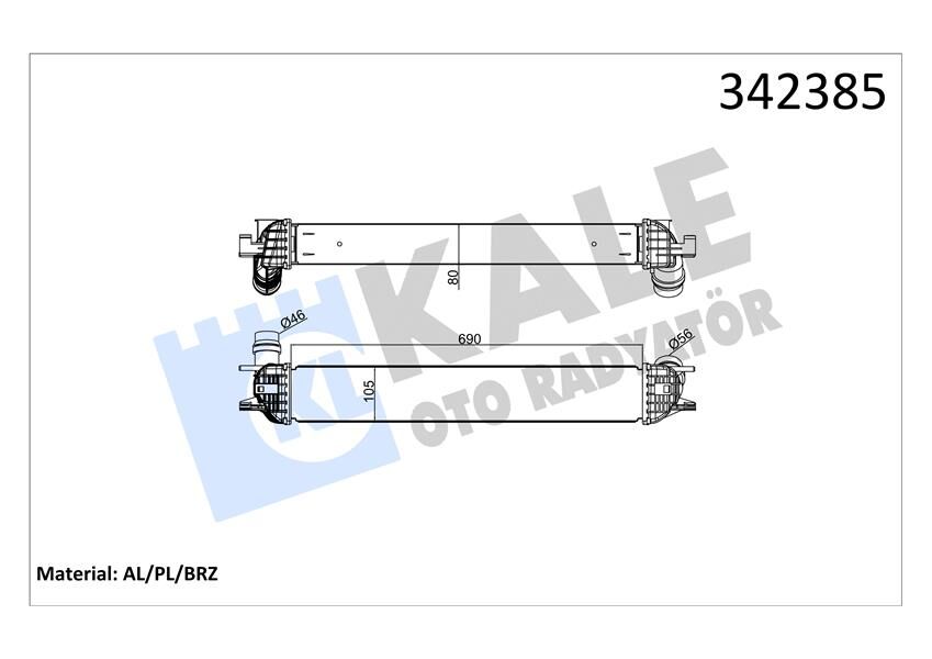 KALE 342385 TURBO RADYATÖRÜ INTERCOOLER LAGUNA COUPE-LAGUNA III-LATITUDE 1.5 DCI AL-PL-BRZ