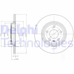 DELPHI BG4081C FREN DİSKİ ÇİFTLİ PAKET - BOYALI. DELİKSİZ ARKA AUDI // SKODA; A4. A5. A6. A7. Q5. S6 // KODIAQ 06 /2007 >