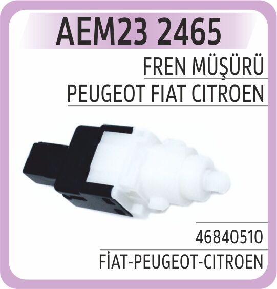 AEM23 2465 FREN PEDAL MÜŞÜRÜ ALBEA-LINEA-DOBLO-PUNTO-500-BRAVO-DUCATO 2001 > 2 FİŞLİ SİYAH-BEYAZ 46840510