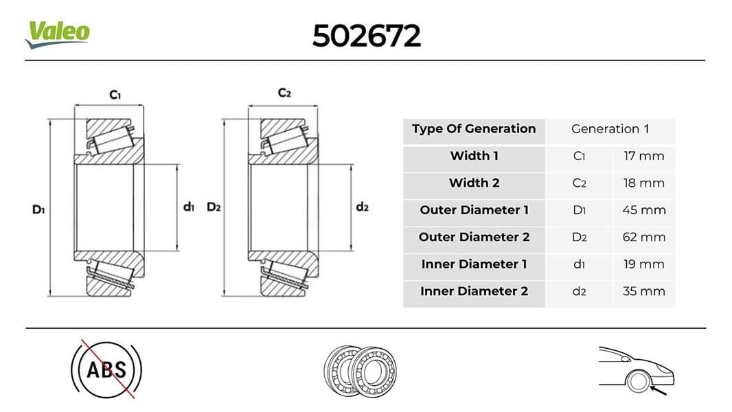 VALEO 502672 ON TEKER RULMANI TAKIM KIT IC DIS KECE TRANSIT T15-T12 98>01 TURBO