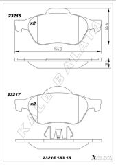 KALE 23215 183 15 ANS KD13 ÖN FREN BALATASI RENAULT LAGUNA II 01>05 LAGUNA III 07>15 MEGANE II 02>