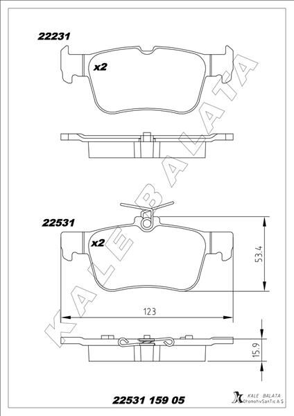 KALE 22531 159 05 ANS KD13 ARKA FREN BALATASI GALAXY III 15> MONDEO V 14> EDGE 15>19 FOCUS IV 17> KUGA III 19>