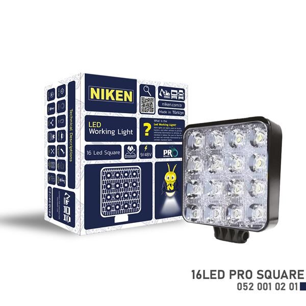 NIKEN 0520010201 CALISMA LAMBASI 16 LEDLİ KARE