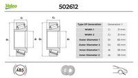 VALEO 502612 ÖN TEKER RULMAN SETİ HYUNDAI ACCENT 1.3L 1.5L 4G13 4G15 95-00 / EXCEL 1.5L 4G15 89-94 / MITSUBISHI LANCER 1.5L 4G15 87-94