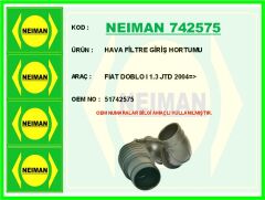 NEIMAN 742575 HAVA FİLTRE GİRİŞ HORTUMU FIAT DOBLO I 1.3 JTD 2004 >