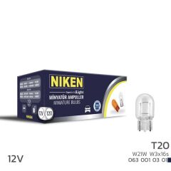 NIKEN 0630010301 NIKEN T20 DİPSIZ AMPUL 93 W21W W3x16s 12V 10LU