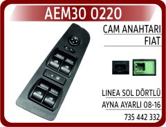 AEM30 0220 CAM ANAHTARI GRUBU ÖN SOL DIŞ DİKİZ AYNA KUMADASI İLE FİAT LINEA ÇERÇEVELİ