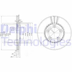 DELPHI BG3071 ÖN FREN DİSKİ HAVA KANALLI HYUNDAI H100 2.5L D4BA D4BF 4D55 4D56 PANELVAN 94-05 / 2.6L D4BB KAMYON ET 96-03 253 çap x 5 bijon - Takım disk fiyatıdır