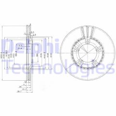 DELPHI BG3071 ÖN FREN DİSKİ HAVA KANALLI HYUNDAI H100 2.5L D4BA D4BF 4D55 4D56 PANELVAN 94-05 / 2.6L D4BB KAMYON ET 96-03 253 çap x 5 bijon - Takım disk fiyatıdır