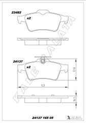 KALE 24137 165 05 ANS KD13 ARKA BALATA FOCUS II CMAX 03> CONNECT 02> LAGUNA III 07> OPEL VECTRA C 02> SIGNUM 03> CITROEN C5 08> PEUGEOT P508 10>18