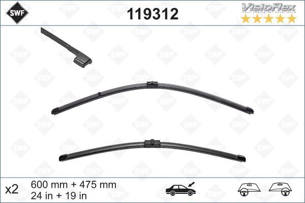 VALEO 119312 SILECEK SUPURGESI TAKIMI 600mm / 475mm BMW E90 E91 SWF
