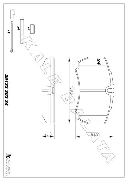 KALE 29123 203 24 ANS KD20 ARKA BALATA DAILY 02-11 TRANSİT 3.2 TDCI 11-14 2.4TDCI 06-14 DAILY 02-11