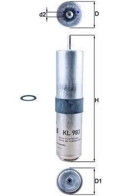 MAHLE KL983D YAKIT FILTRESI BMW B37 B47 F40 F44 F45 F46 F48 F39 . MINI F54 F55 F56 F57 F60