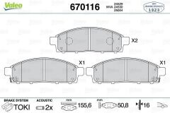 VALEO 670116 ÖN FREN BALATA FIAT FULLBACK 16> / MITSUBISHI L200 2.4L 4N15 KL1T KL2T Euro5 H-LINE 15-> Telli tip