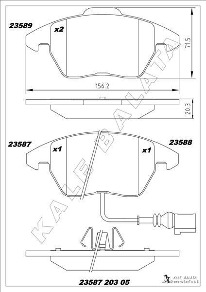 KALE 23587 203 05 ANS KD13 ÖN BALATA FİŞLİ CADDY III 04 > GOLF IV V VI 97 > JETTA PASSAT 05 > POLO 09 > OCTAVIA 04 >