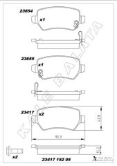 KALE 23417 152 05 ANS KD13 ARKA FREN BALATA KIA CEED 1.6L G4FJ T-GDI 13-> / 1.6L D4FB CRDi dizel 12-> / VENGA 1.4L 1.6L 10-19