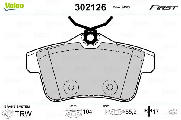 VALEO 9005037 ARKA BALATA P308 1.6GTI 010 >P3008 1.6VTI-1.6THP-1.6HDI-2.0HDI 09 >P5008 1.6 16V-1.6HDI-2.0HDI 09 > FTE KIRMIZI KUTU
