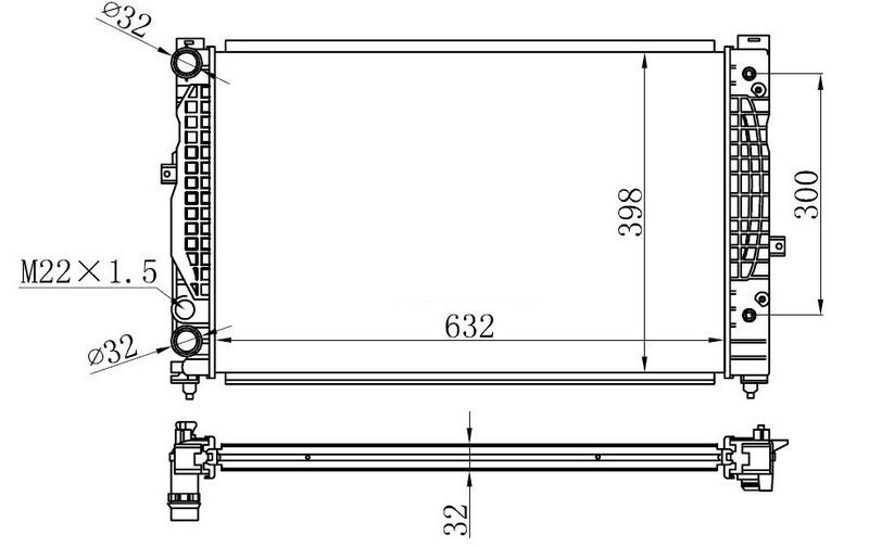 ORIS BAU003032 RADYATÖR BRAZİNG PASSAT 96-00 A4 95-01 A6 00-05 ADP-AHL AC KLİMASIZ MEK OTOM 632x398x32