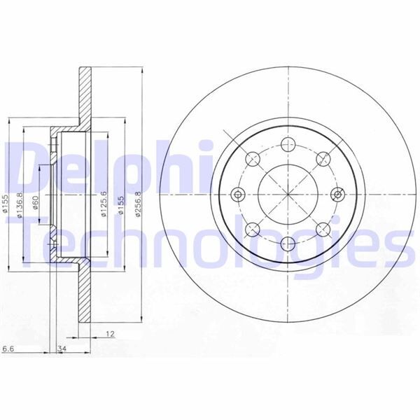 DELPHI BG4155 ÖN FREN AYNASI CORSA D 1.0 GRANDE PUNTO 1.2 257x12x10x4DL DOLU