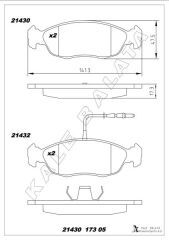 KALE 21430 173 05 ANS KD13 ÖN FREN BALATASI FİŞSİZ PEUGEOT P106 93>04 P205 87>90 P306 93-01 CITROEN XSARA 97>05 SAXO 96>0 3 247mm