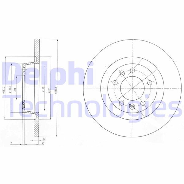 DELPHI BG4085 ARKA FREN AYNASI CITROEN JUMPY 07> PEUGEOT EXPERT TEPEE 07> TOYOTA PROACE 13> FIAT SCUDO 07> 1.6-2. 0HDI-JTD 290x14x5DL