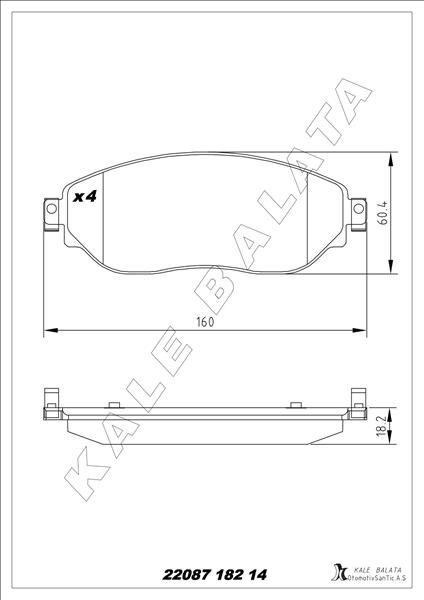 KALE 22087 182 04 ANS KD20 ÖN FREN BALATA RENAULT TRAFIC III 15> OPEL VIVARO B 15>