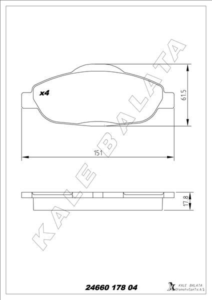 KALE 24660 178 04 ANS KD13 ÖN BALATA P308 1.4 1.6 HDİ 2.0 HDİ 07> P308 SW 07> P308 CC 1.6 HDİ 09> P3008 13> 1.6 HDI-VTI