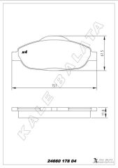 KALE 24660 178 04 ANS KD13 ÖN BALATA P308 1.4 1.6 HDİ 2.0 HDİ 07> P308 SW 07> P308 CC 1.6 HDİ 09> P3008 13> 1.6 HDI-VTI