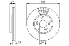 BOSCH 0986479686 ÖN FREN DİSKİ HAVA KANALLI HONDA CIVIC 1.6L R16B1 sedan FC5 kasa 16-22 / 1.4L L13Z1 i-vtec sport FK1 kasa 12-> 280 çap x 5 bijon - Adet disk fiyatıdır
