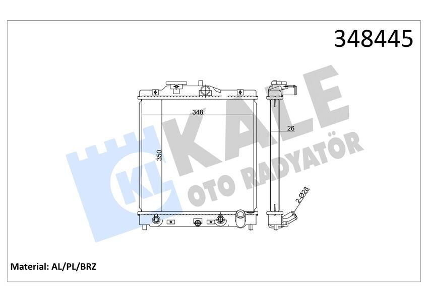 KALE 348445 RADYATÖR CIVIC V-CIVIC VI-HR-V-ROVER 45-400 1.5-1.6 16V 91->95-1.4-1.5-1.6 95->01 AT