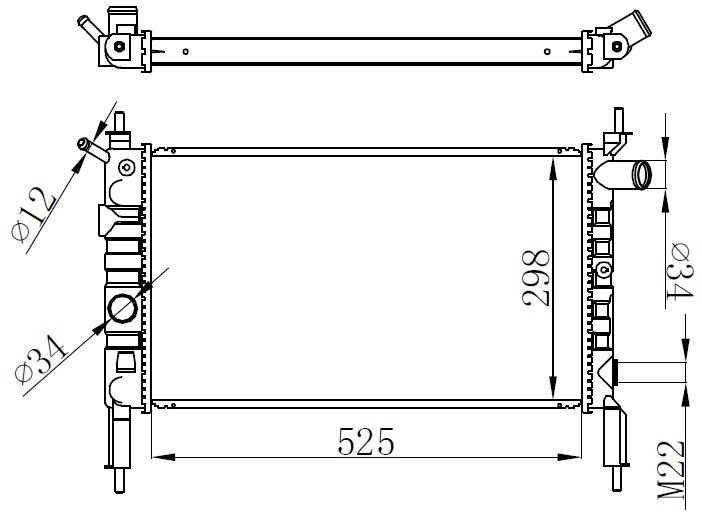 ORIS BOP149022 RADYATÖR BRAZİNG ASTRA F 1.4I-1.6I KLİMASIZ MEK 525x298x22