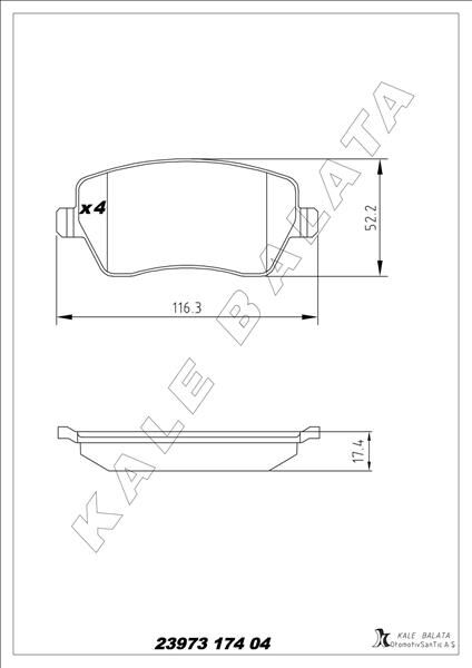 KALE 23973 174 04 ANS KD13 FREN BALATASI ON RENAULT CLIO III-IV MODUS 04> EXPRESS 21> ZOE 12> KANGOO II 08> CAPTUR 13> DACIA DUSTER 10> LOGAN 04> DOKKER 12> . NISSAN MICRA III K12 03>10 NOTE 06>
