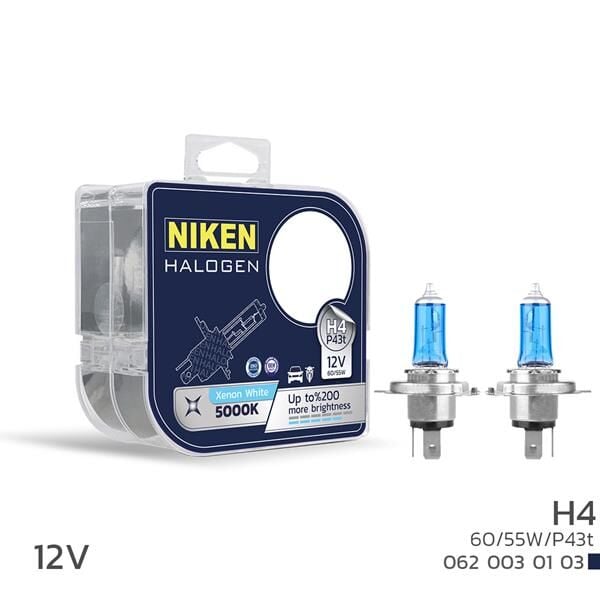 NIKEN 0620030103 NIKEN 12V H4 60/55W BEYAZ IŞIK AMPUL P43t 5000K