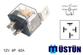 USTUN RL140 MİNİ ROLE ŞEFFAF 12V 4P 40A