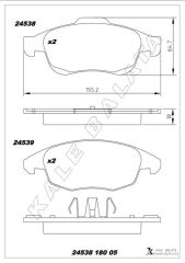 KALE 24538 180 05 ANS KD13 ÖN FREN BALATASI PEUGEOT PARTNER 08>11 P5008 09>17 CITROEN BERLINGO 08> C4 PICASSO 06>15 DS4 11>18 D S5 15>18 283mm